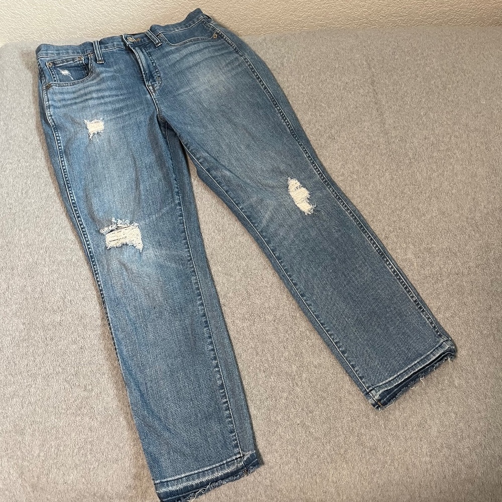 Womens J. Crew Vintage Straight Jeans Size 29 Boho Distressed High Rise Festival